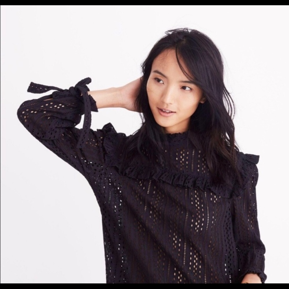 Madewell Eyelet Mock Neck Top